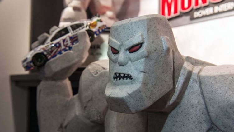 Sep 30, 2016; Dover, DE, USA; A view of the Miles the Monster trophy before the qualifying session for the Citizen Soldier 400 at Dover International Speedway. Mandatory Credit: Jerome Miron-USA TODAY Sports