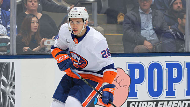 TORONTO, ON - DECEMBER 29: Michael Dal Colle #28 of the New York Islanders skates against the Toronto Maple Leafs during an NHL game at Scotiabank Arena on December 29, 2018 in Toronto, Ontario, Canada. The Islanders defeated the Maple Leafs 4-0.(Photo by Claus Andersen/Getty Images)