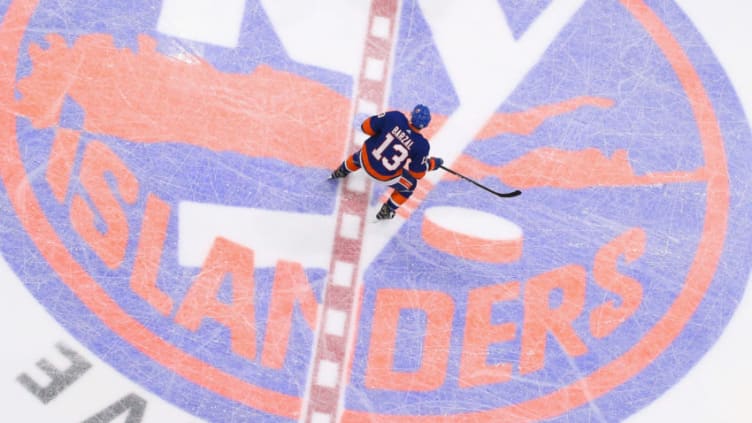 UNIONDALE, NEW YORK - FEBRUARY 28: Mathew Barzal #13 of the New York Islanders skates against the Toronto Maple Leafs at NYCB Live's Nassau Coliseum on February 28, 2019 in Uniondale City. The Islanders defeated the Maple Leafs 6-1. (Photo by Bruce Bennett/Getty Images)