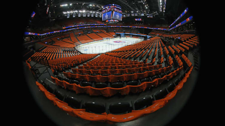 NEW YORK, NEW YORK - APRIL 28: A general view of the arena prior to the game between the New York Islanders and the Carolina Hurricanes in Game Two of the Eastern Conference Second Round during the 2019 NHL Stanley Cup Playoffs at the Barclays Center on April 28, 2019 in the Brooklyn borough of New York City. (Photo by Bruce Bennett/Getty Images)