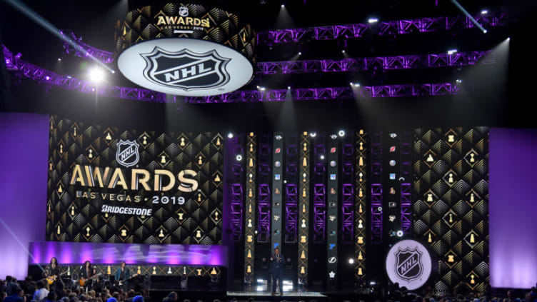 LAS VEGAS, NEVADA - JUNE 19: Host Kenan Thompson speaks at the end of the 2019 NHL Awards at the Mandalay Bay Events Center on June 19, 2019 in Las Vegas, Nevada. (Photo by Ethan Miller/Getty Images)