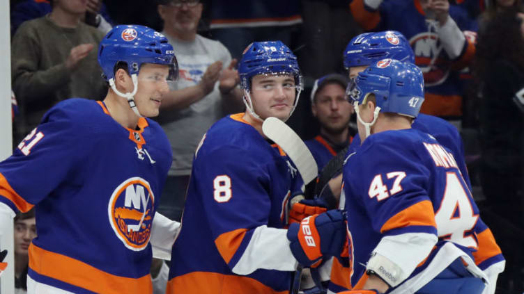 Noah Dobson #8 of the New York Islanders (Photo by Bruce Bennett/Getty Images)