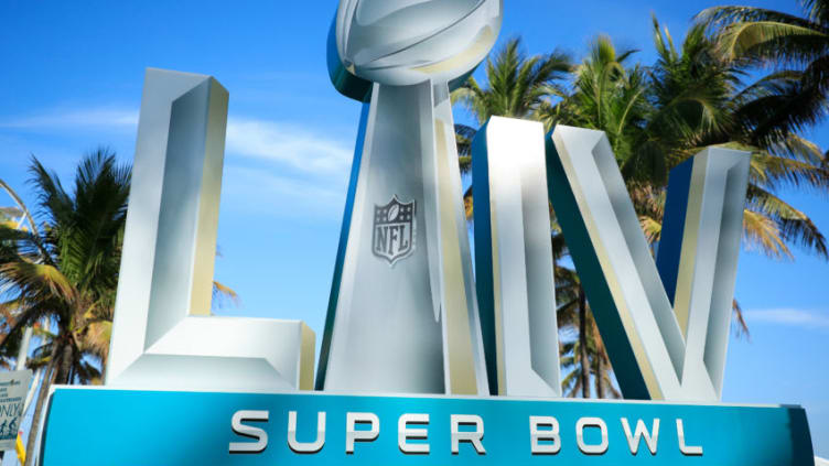 MIAMI BEACH, FLORIDA - JANUARY 30: Signage is displayed near the FOX Sports South Beach studio compound prior to Super Bowl LIV on January 30, 2020 in Miami Beach, Florida. The San Francisco 49ers will face the Kansas City Chiefs in the 54th playing of the Super Bowl, Sunday February 2nd. (Photo by Cliff Hawkins/Getty Images)