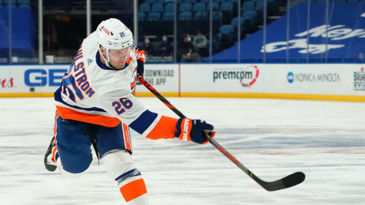 BUFFALO, NY - FEBRUARY 15: Oliver Wahlstrom #26 of the New York Islanders during the game against the Buffalo Sabres at KeyBank Center on February 15, 2021 in Buffalo, New York. (Photo by Kevin Hoffman/Getty Images)