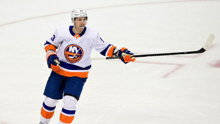 PITTSBURGH, PENNSYLVANIA - MAY 16: Casey Cizikas #53 of the New York Islanders reacts during the second period in Game One of the First Round of the 2021 Stanley Cup Playoffs against the Pittsburgh Penguins at PPG PAINTS Arena on May 16, 2021 in Pittsburgh, Pennsylvania. (Photo by Emilee Chinn/Getty Images)