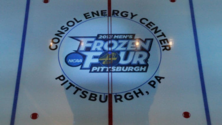 PITTSBURGH, PA - APRIL 11: A view of center ice before the game between the Quinnipiac Bobcats and the St. Cloud State Huskies at Consol Energy Center on April 11, 2013 in Pittsburgh, Pennsylvania. (Photo by Justin K. Aller/Getty Images)