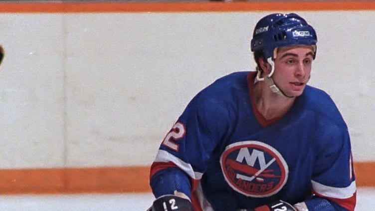 TORONTO, ON - MARCH 1: Duane Sutter #12 of the New York Islanders turns up ice against the Toronto Maple Leafs at Maple Leaf Gardens in Toronto, Ontario, Canada on March 1, 1982. (Photo by Graig Abel Collection/Getty Images)