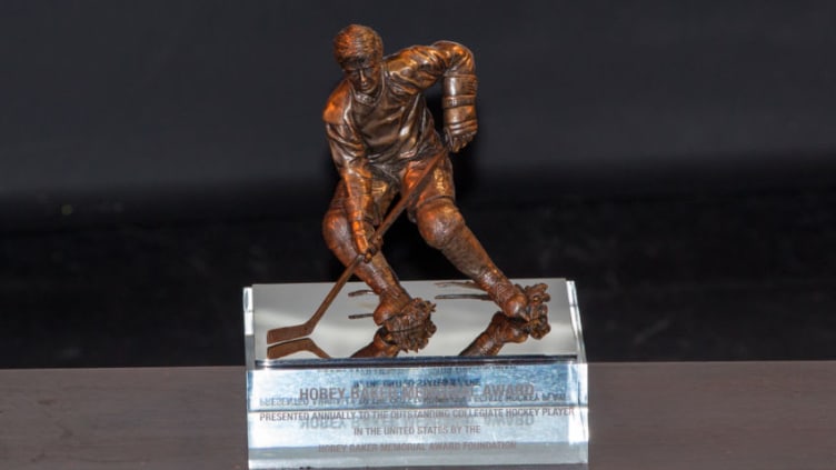 TAMPA, FL - APRIL 8: Jimmy Vesey #19 of the Harvard Crimson wins the 2016 Hobey Baker Memorial Award ceremony at the Tampa Theatre on April 8, 2016 in Tampa, Florida. (Photo by Richard T Gagnon/Getty Images)