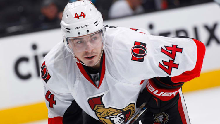 SAN JOSE, CA - DECEMBER 07: Jean-Gabriel Pageau #44 of the Ottawa Senators skates against the San Jose Sharks at SAP Center on December 7, 2016 in San Jose, California. (Photo by Rocky W. Widner/NHL/Getty Images)