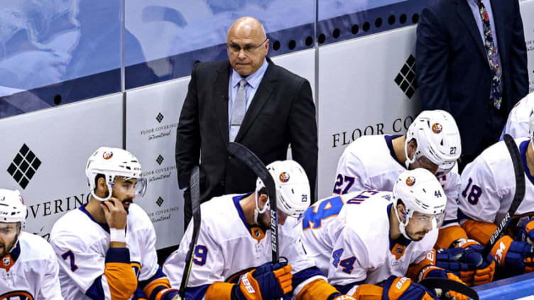 Head coach Barry Trotz of the New York Islanders (Photo by Elsa/Getty Images)