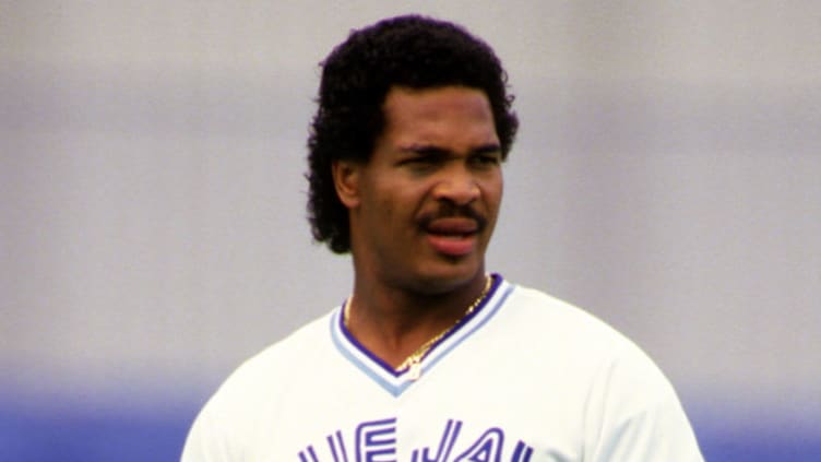 TORONTO - 1987: George Bell of the Toronto Blue Jays looks on during an MLB game at Exhibition Stadium in Toronto, Canada during the 1987 season. (Photo by Ron Vesely/MLB Photos via Getty Images)