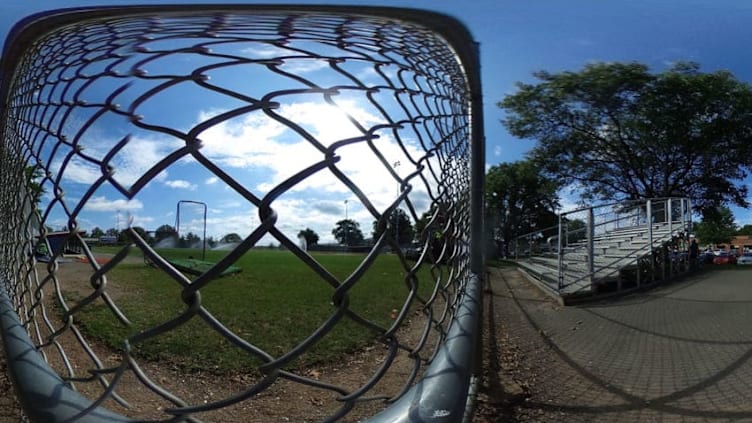 ALEXANDRIA, VA - JUNE 19: (EDITOR'S NOTE: Image was created as an Equirectangular Panorama. Import image into a panoramic player to create an interactive 360 degree view.) This 360 degree picture was photographed from behind home plate near the position where gunman James Hodgkinson opened fire at the Eugene Simpson Stadium Park, seriously wounding House Majority Whip Rep. Steve Scalise, June 19, 2017 in Alexandria, Virginia. Investigators have concluded their investigation at the shooting scene and the area has been reopened to the public. (Photo by Alex Wong/Getty Images)