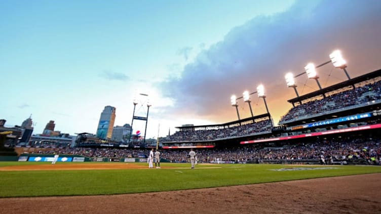 DETROIT, MI - OCTOBER 18: A general view of the field and sky as the Detroit Tigers host the New York Yankees during game four of the American League Championship Series at Comerica Park on October 18, 2012 in Detroit, Michigan. (Photo by Leon Halip/Getty Images)