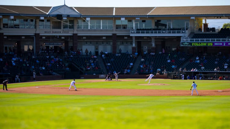 Oct 26, 2022; Surprise, Arizona, USA; Overall view of Surprise Stadium during an Arizona Fall League baseball game. Mandatory Credit: Mark J. Rebilas-USA TODAY Sports