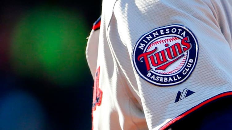 BOSTON, MA - June 4: The Minnesota Twins logo is seen during the fifth inning of the game against the Boston Red Sox at Fenway Park on June 4, 2015 in Boston, Massachusetts. (Photo by Winslow Townson/Getty Images)