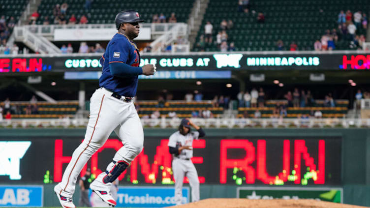 Minnesota Twins designated hitter Miguel Sano hits a home run against the Detroit Tigers. (Brad Rempel-USA TODAY Sports)