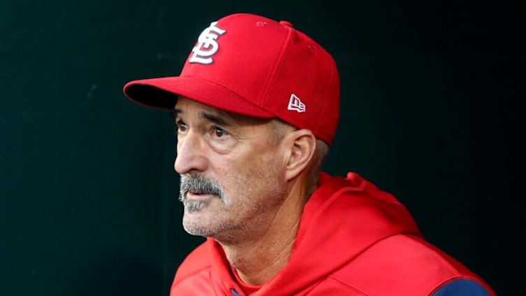 NEW YORK, NEW YORK - MAY 18: St. Louis Cardinals pitching coach Mike Maddux #35 looks on before a game against the New York Mets at Citi Field on May 18, 2022 in New York City. The Mets defeated the Cardinals 11-4. (Photo by Jim McIsaac/Getty Images)