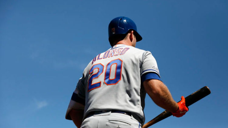 WASHINGTON, DC - MARCH 28: Pete Alonso #20 of the New York Mets prepares to bat in the sixth inning against the Washington Nationals on Opening Day at Nationals Park on March 28, 2019 in Washington, DC. (Photo by Patrick McDermott/Getty Images)