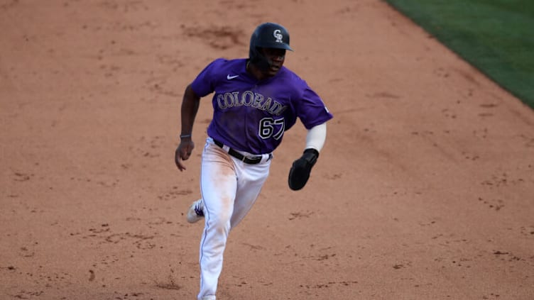 SCOTTSDALE, AZ - MARCH 11: Jameson Hannah #67 of the Colorado Rockies in action during the game against the Chicago Cubs at Salt River Fields at Talking Stick on March 11, 2021 in Scottsdale, Arizona. The Cubs defeated the Rockies 8-6. (Photo by Rob Leiter/MLB Photos via Getty Images)