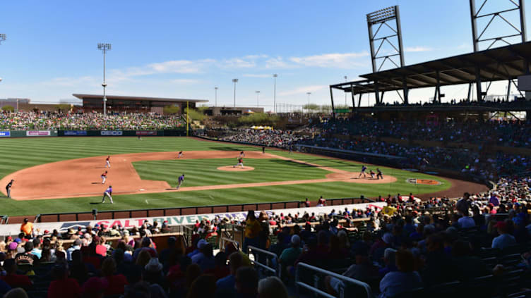 SCOTTSDALE, AZ - FEBRUARY 25: Archie Bradley #25 of the Arizona Diamondbacks delivers a pitch during the fourth inning of the spring training game against the Colorado Rockies at Salt River Fields at Talking Stick on February 25, 2017 in Scottsdale, Arizona. (Photo by Jennifer Stewart/Getty Images)