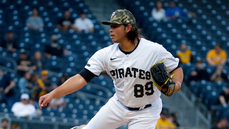 PITTSBURGH, PA - MAY 14: Miguel Yajure #89 of the Pittsburgh Pirates pitches in the first inning against the San Francisco Giants at PNC Park on May 14, 2021 in Pittsburgh, Pennsylvania. (Photo by Justin K. Aller/Getty Images)