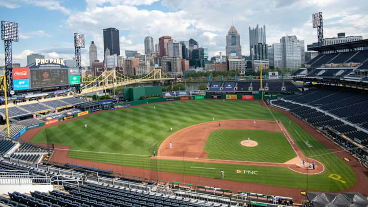 PITTSBURGH, PA - AUGUST 23: A general view of the field during the game between the Pittsburgh Pirates and the Milwaukee Brewers at PNC Park on August 23, 2020 in Pittsburgh, Pennsylvania. (Photo by Justin Berl/Getty Images) *** Local Caption ***