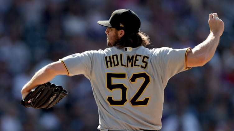 DENVER, COLORADO - JUNE 28: Clay Holmes #52 of the Pittsburgh Pirates throws aganst the Colorado Rockies in the sixth inning at Coors Field on June 28, 2021 in Denver, Colorado. (Photo by Matthew Stockman/Getty Images)