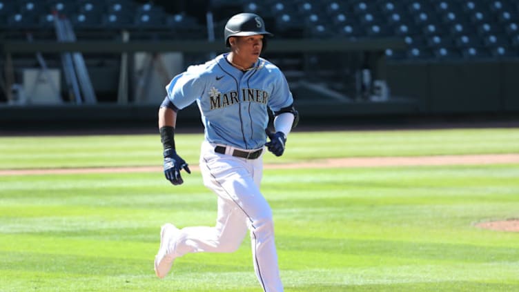 SEATTLE, WASHINGTON - JULY 14: Noelvi Marte of the Seattle Mariners in summer workouts. He is participating in the instructional league. (Photo by Abbie Parr/Getty Images)