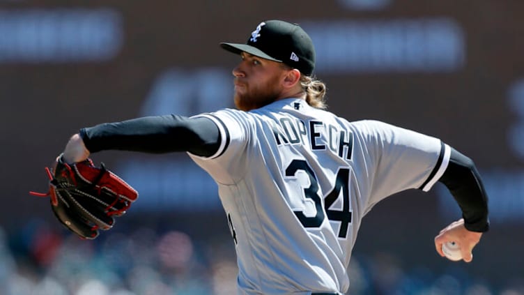 DETROIT, MI - April 10: Michael Kopech #34 of the Chicago White Sox pitches against the Detroit Tigers during the second inning at Comerica Park on April 10, 2022, in Detroit, Michigan. (Photo by Duane Burleson/Getty Images)