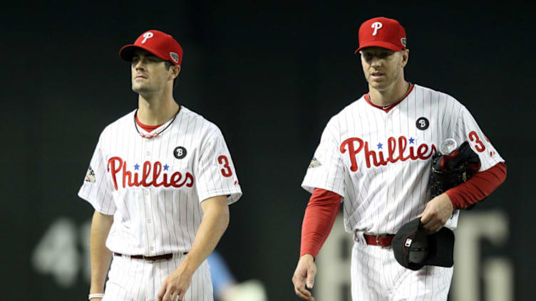 Cole Hamels Philadelphia Phillies Roy Halladay Philadelphia Phillies (Photo by Christian Petersen/Getty Images)