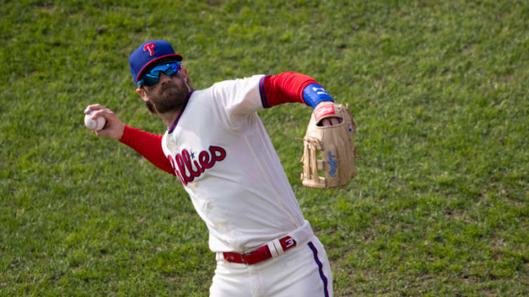 Bryce Harper #3 of the Philadelphia Phillies (Photo by Mitchell Leff/Getty Images)