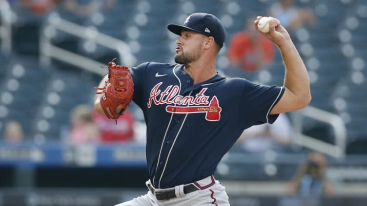 NEW YORK, NEW YORK - JULY 26: (NEW YORK DAILIES OUT) Kyle Muller #66 of the Atlanta Braves in action against the New York Mets at Citi Field on July 26, 2021 in New York City. The Braves defeated the Mets 2-0. (Photo by Jim McIsaac/Getty Images)