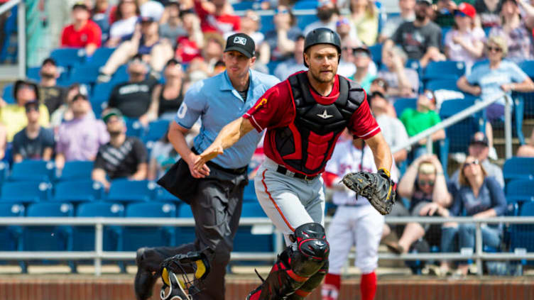 PORTLAND, ME - MAY 27: Arden Pabst #53 of the Altoona Curve chases a foul ball during the game between the Portland Sea Dogs and the Altoona Curve at Hadlock Field on May 27, 2019 in Portland, Maine. (Photo by Zachary Roy/Getty Images)