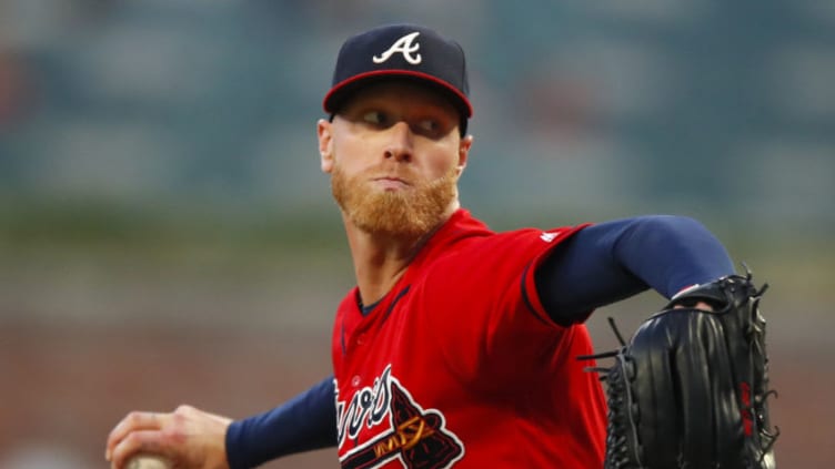 ATLANTA, GA - SEP 20: Mike Foltynewicz #26 of the Atlanta Braves pitches in the first inning of an MLB game against the San Francisco Giants at SunTrust Park on September 20, 2019 in Atlanta, Georgia. (Photo by Todd Kirkland/Getty Images)