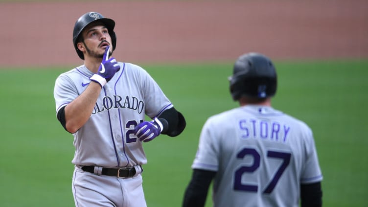 New Cardinals third baseman Nolan Arenado with Trevor Story. The Atlanta Braves should have been players at that trade price Mandatory Credit: Orlando Ramirez-USA TODAY Sports