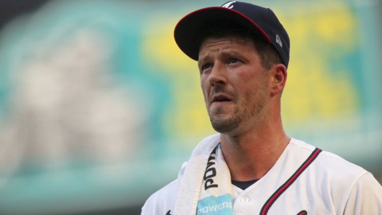 Atlanta Braves starting pitcher (?) Drew Smyly. Mandatory Credit: Brett Davis-USA TODAY Sports