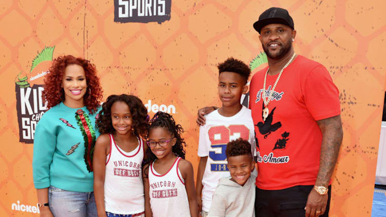 WESTWOOD, CA - JULY 14: Amber Sabathia (L), MLB player CC Sabathia, and family attend the Nickelodeon Kids' Choice Sports Awards 2016 at UCLA's Pauley Pavilion on July 14, 2016 in Westwood, California. (Photo by Dave Mangels/Getty Images)