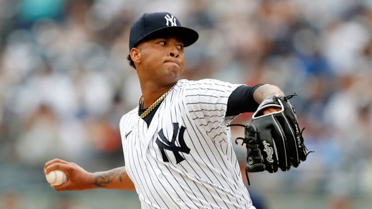 NEW YORK, NEW YORK - AUGUST 08: Luis Gil #81 of the New York Yankees (Photo by Jim McIsaac/Getty Images)