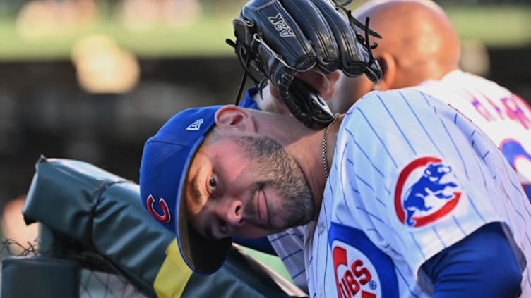 CHICAGO, IL - JULY 12: Scott Effross #57 of the Chicago Cubs waits for the start of a game against the Baltimore Orioles at Wrigley Field on July 12, 2022 in Chicago, Illinois. (Photo by Jamie Sabau/Getty Images)