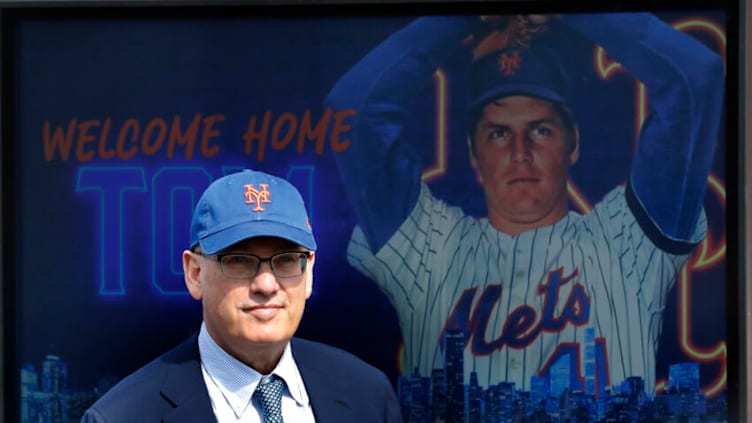 NEW YORK, NEW YORK - APRIL 15: (NEW YORK DAILIES OUT) New York Mets owner Steven A. Cohen attends the Tom Seaver statue unveiling ceremony before a game against the Arizona Diamondbacks at Citi Field on April 15, 2022 in New York City. All players are wearing #42 in honor of Jackie Robinson Day. The Mets defeated the Diamondbacks 10-3. (Photo by Jim McIsaac/Getty Images)