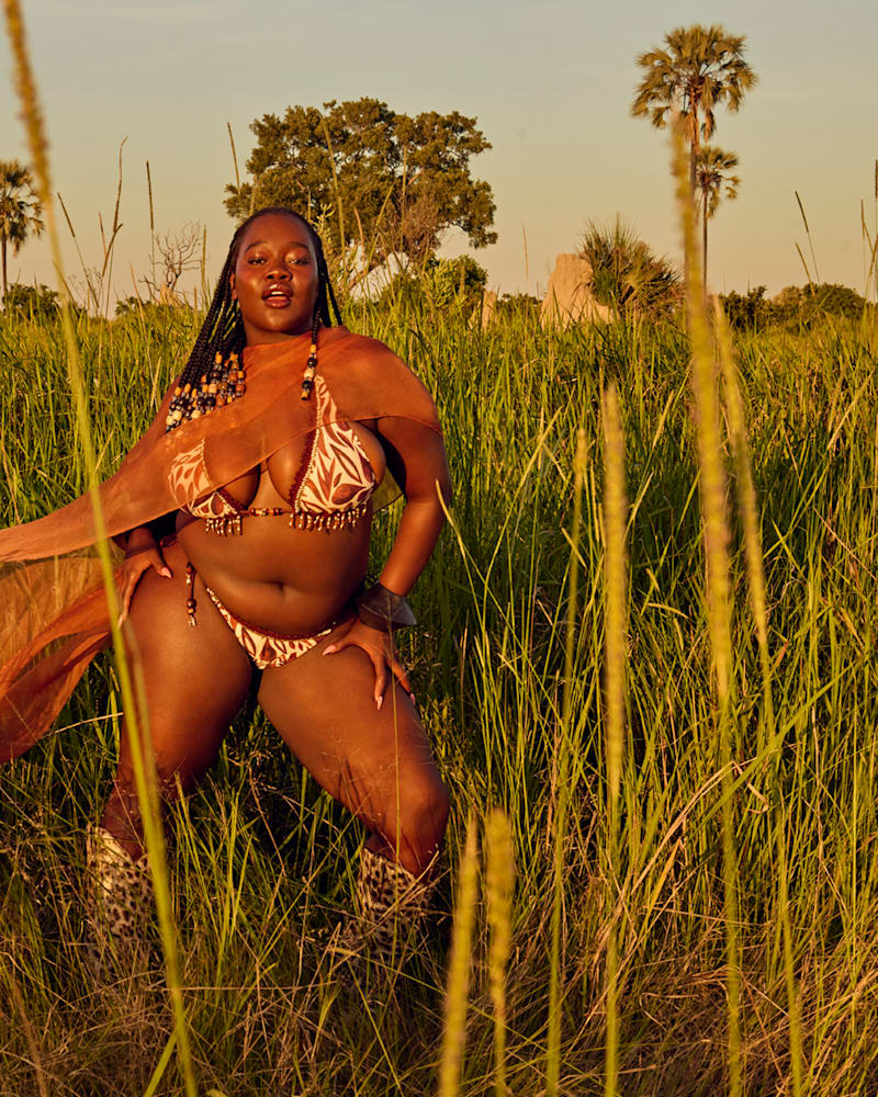 Achieng Agutu in SI Swimsuit 2026 Botswana shoot wearing Bydee swimsuit in the Okavango Delta