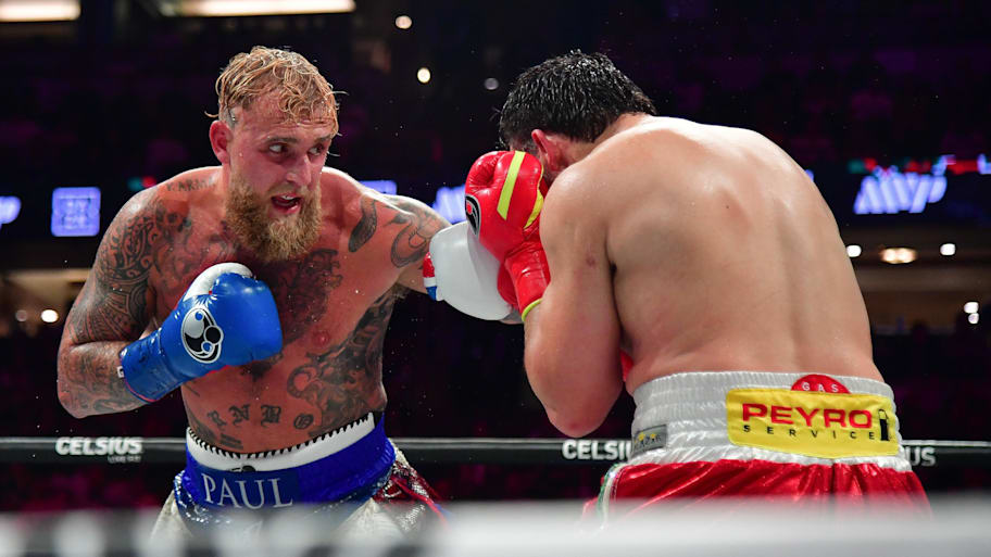 Jake Paul moves in for a hit against Julio Cesar Chavez Jr.