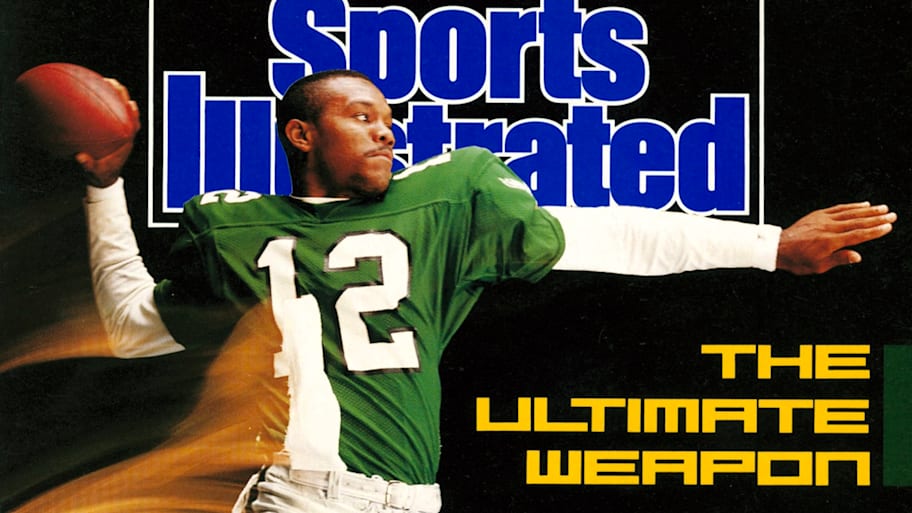 Slow shutter speed portrait of Philadelphia Eagles QB Randall Cunningham