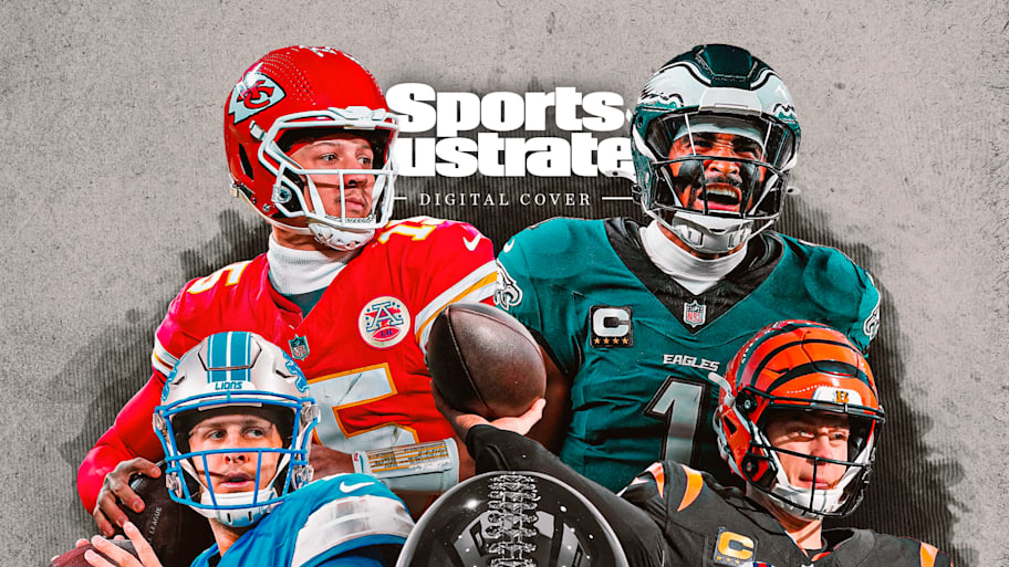 Graphic of Lombardi Trophy with photos of Josh Allen, Joe Burrow, Jared Goff, Jalen Hurts, Lamar Jackson, Patrick Mahomes