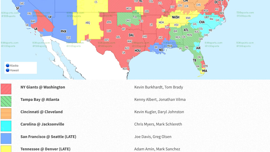 Fox single game coverage map for Week 1 of the NFL season.