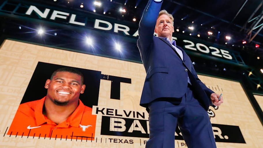 Goodell on stage at the 2025 NFL draft