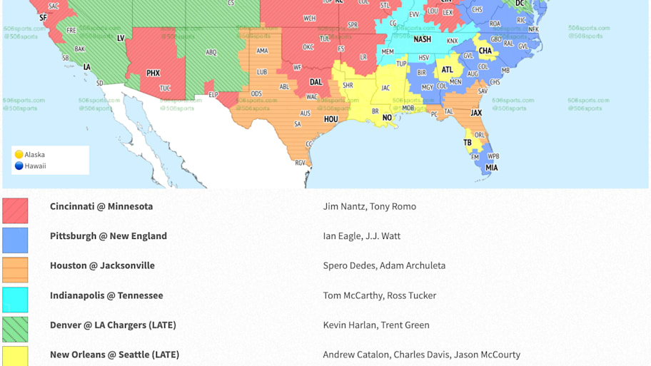 CBS single game coverage map for Week 3 of the 2025 season. 