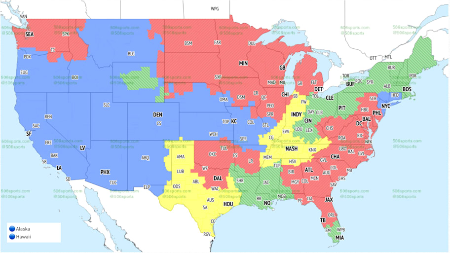 CBS early game coverage map for Week 4