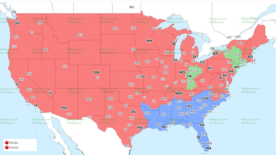 CBS Week 8 coverage map for the early window