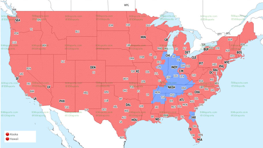 CBS Week 8 coverage map for the late window